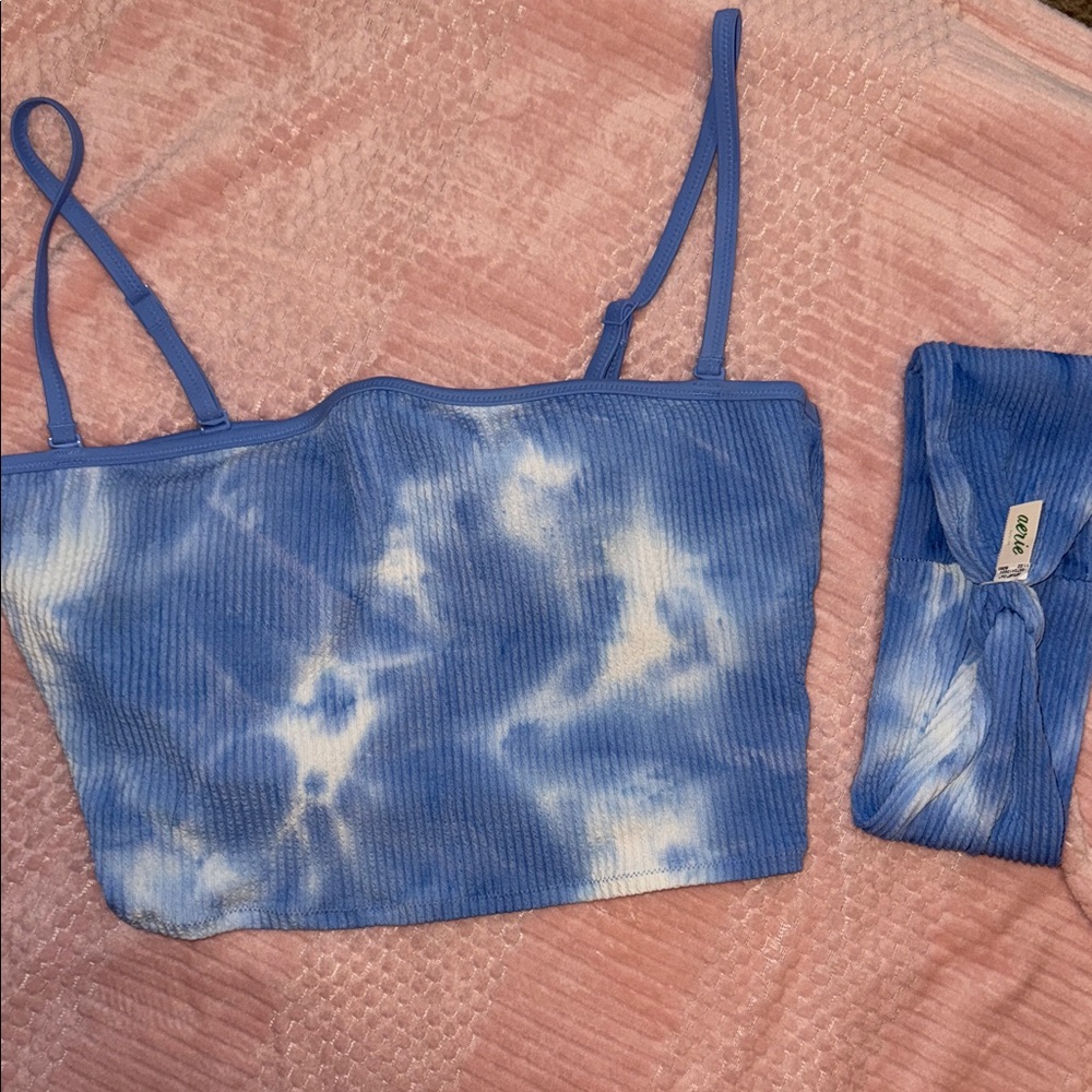 Aerie Blue Tie-Dye Bandeau top
